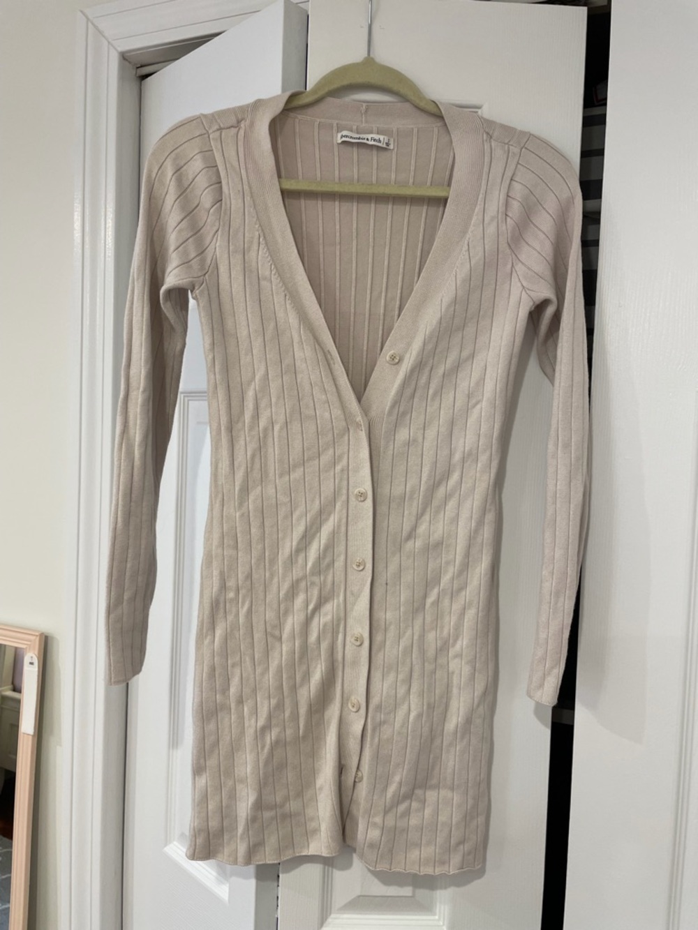 Abercrombie & Fitch Ribbed Button Cardigan Dress